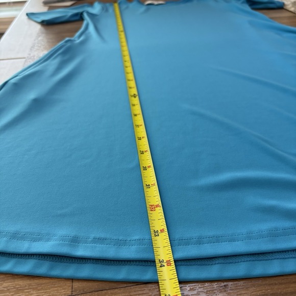 Sympli Womens Trapeze Dress Sz 4 Aqua Blue Pockets Lagenlook Flowy Stretch Artsy - Picture 10 of 11